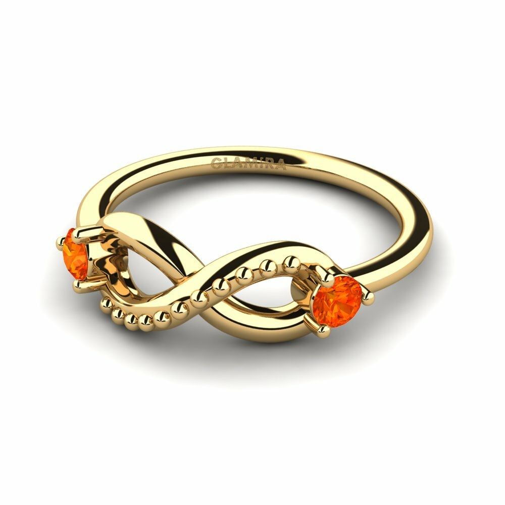 Infinity Orange Sapphire 18k Yellow Gold Rings