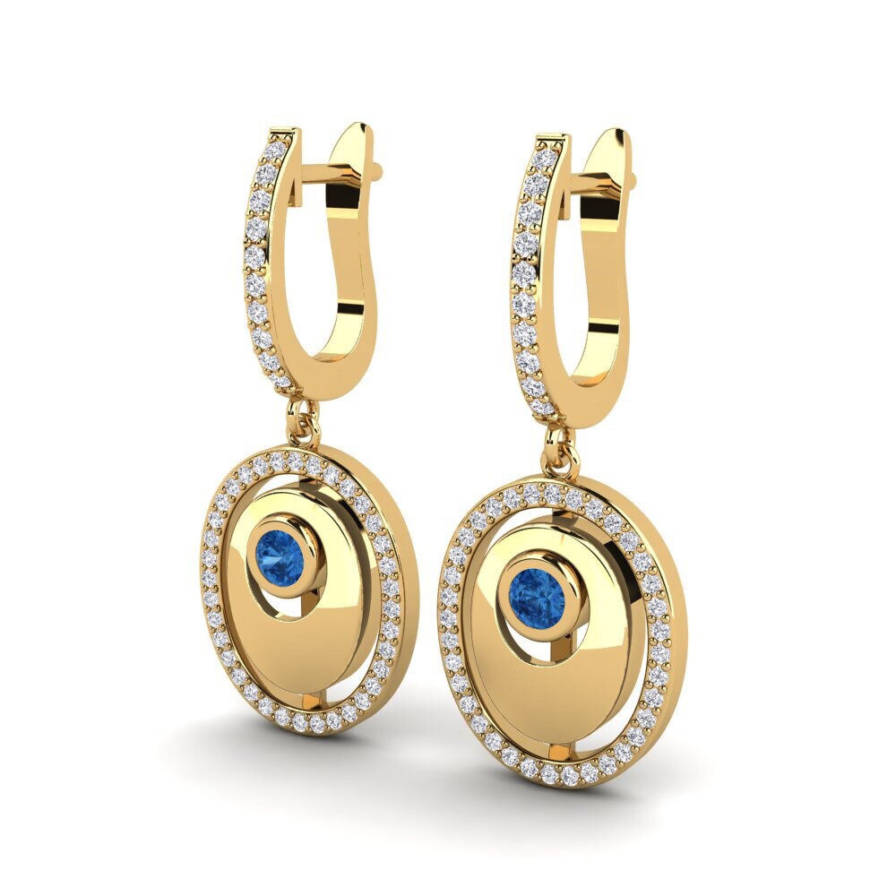 Zircônia azul escuro Brincos Feminino Crisantemo