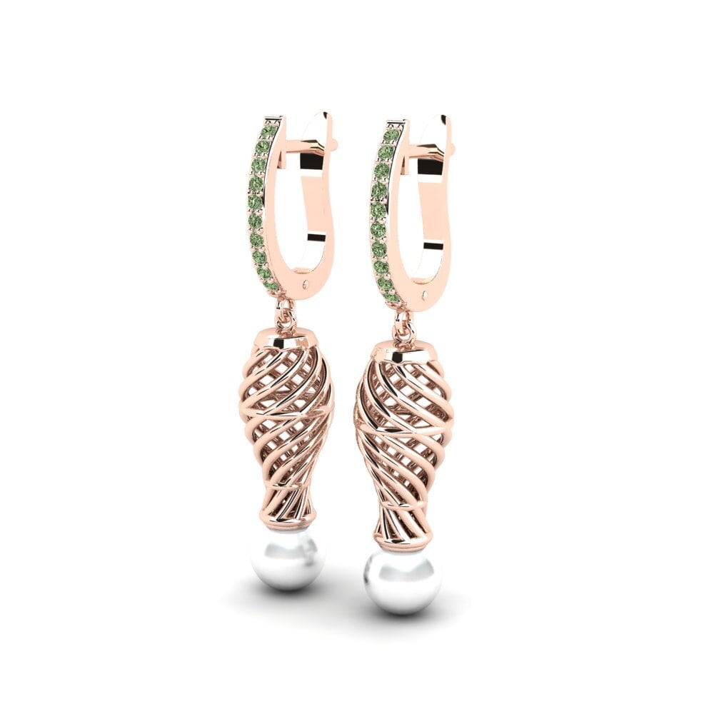 9ct Rose Gold Green Diamond Women's Earring Cristallerie