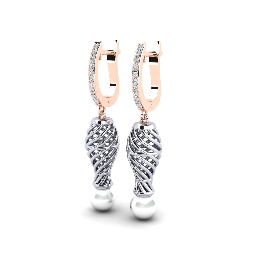 9ct Rose & White Gold Lab Grown Diamond Women's Earring Cristallerie
