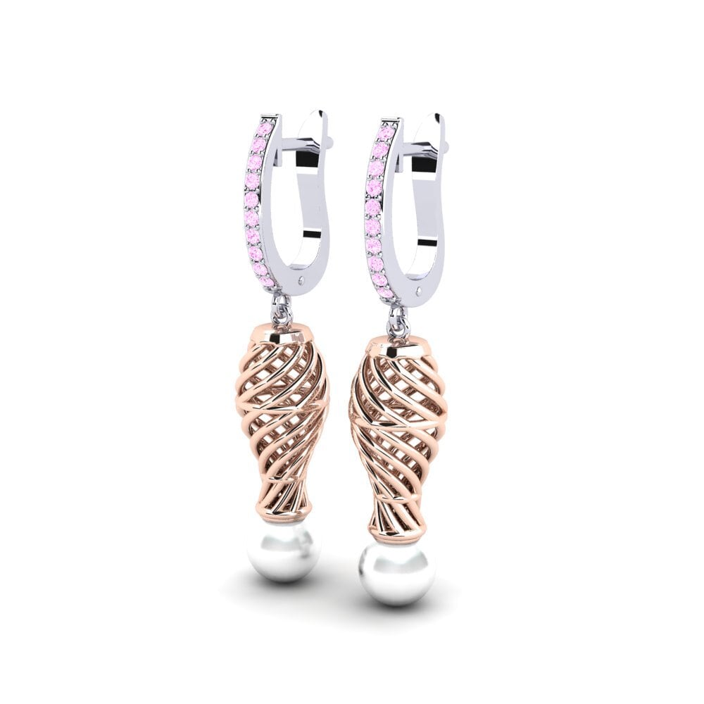 14k Oro Blanco & Rosa Zafiro Rosado Pendiente de mujer Cristallerie