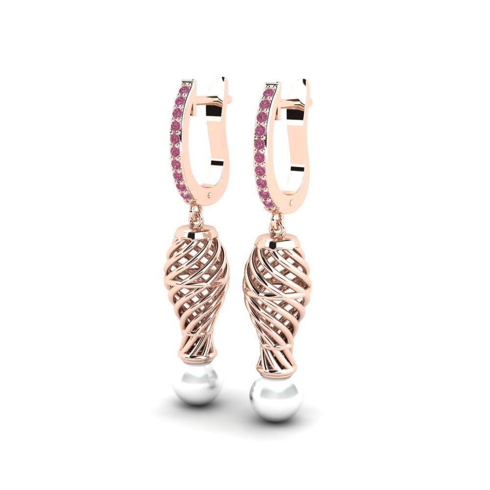 14k Oro Rosa Granate Rhodolite Pendiente de mujer Cristallerie