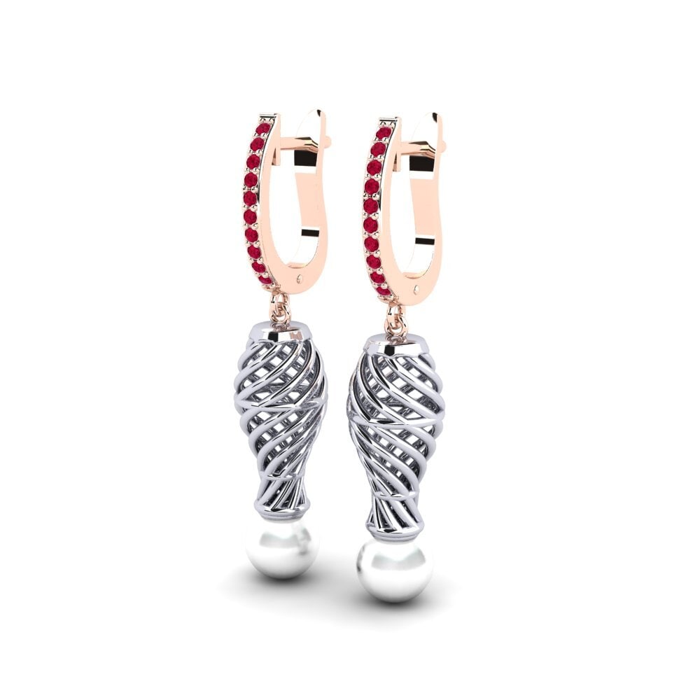 9k Oro Rosa & Blanco Rubí Pendiente de mujer Cristallerie