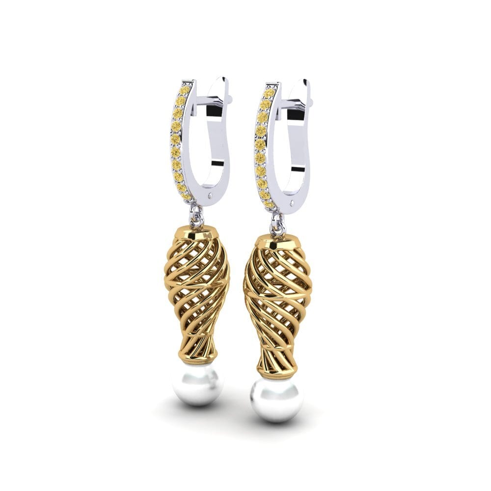 18ct White & Yellow Gold Yellow Diamond Women's Earring Cristallerie