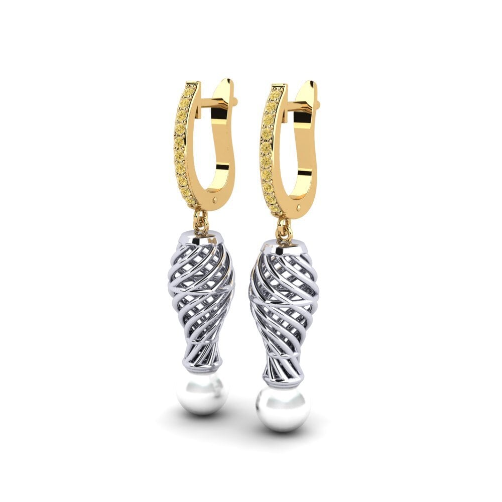 18ct Yellow & White Gold Yellow Diamond Women's Earring Cristallerie