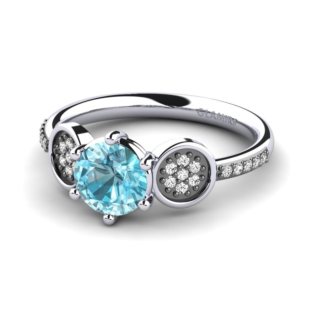 Circón Azul Anillo de compromiso Cristie