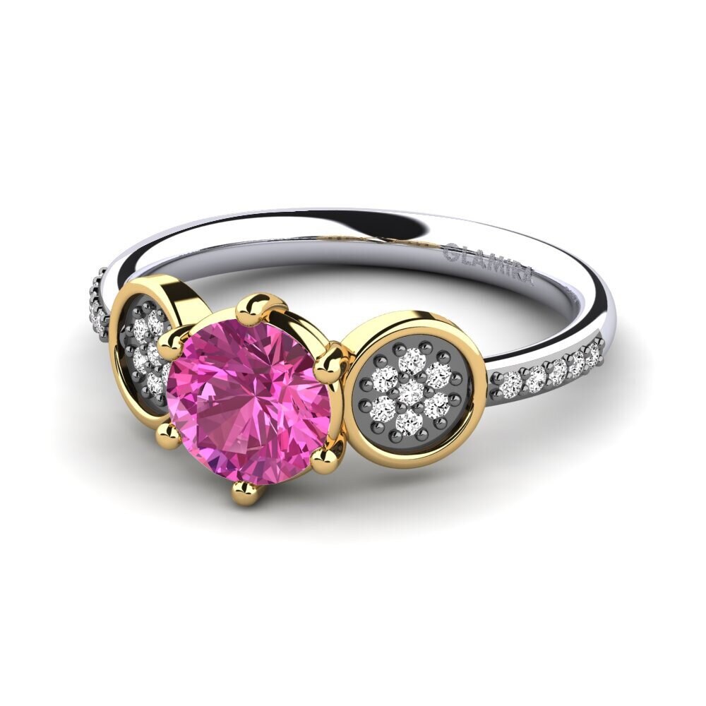 14k Oro Blanco & Amarillo Topacio Rosa Anillo de compromiso Cristie