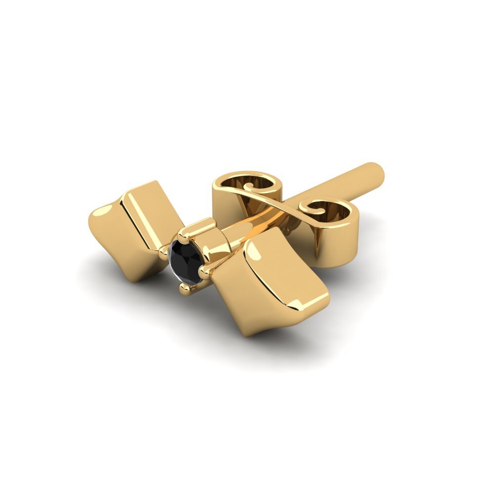 14ct Yellow Gold Black Diamond Men's Earring Croagunk