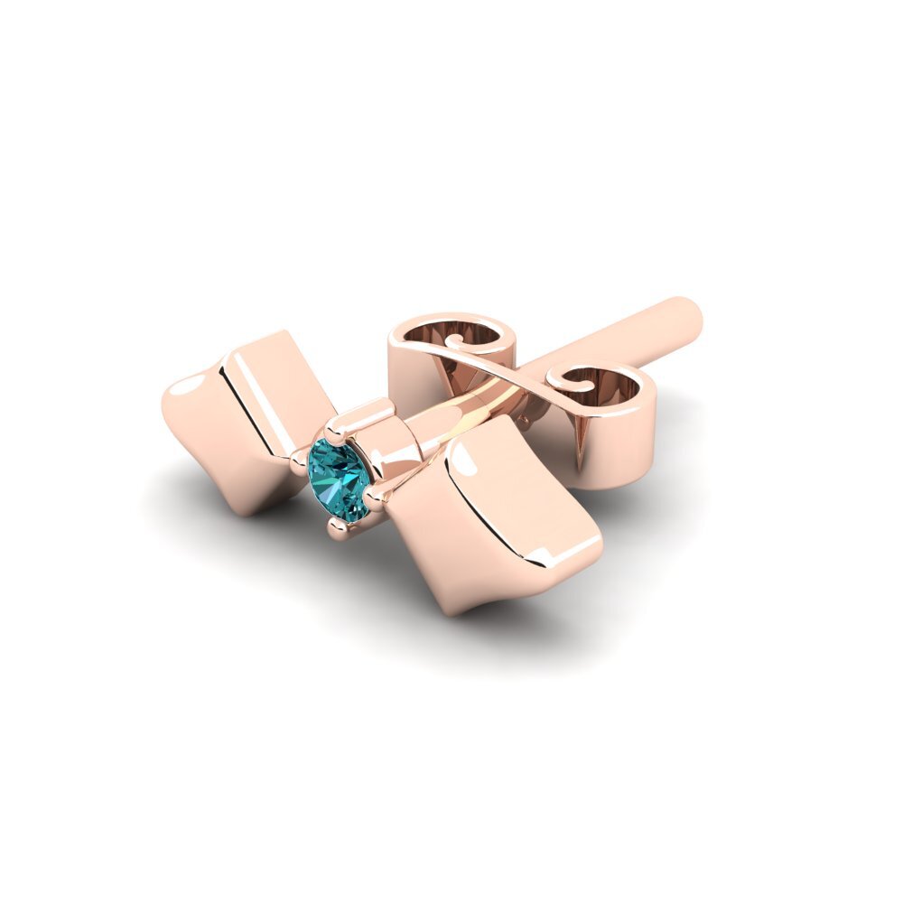 14ct Rose Gold Blue Diamond Men's Earring Croagunk