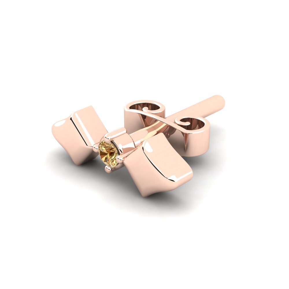 18ct Rose Gold Brown Diamond Men's Earring Croagunk