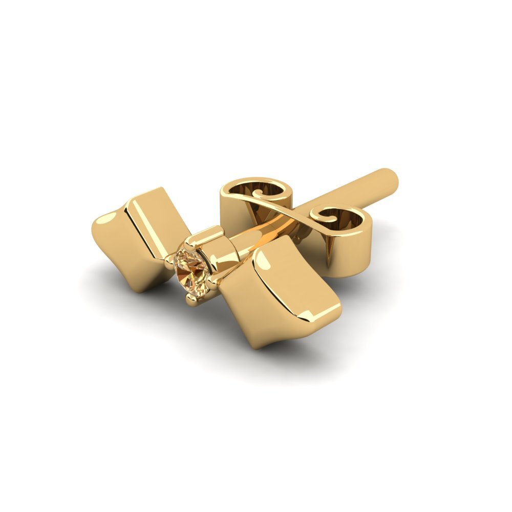 14ct Yellow Gold Brown Diamond Men's Earring Croagunk
