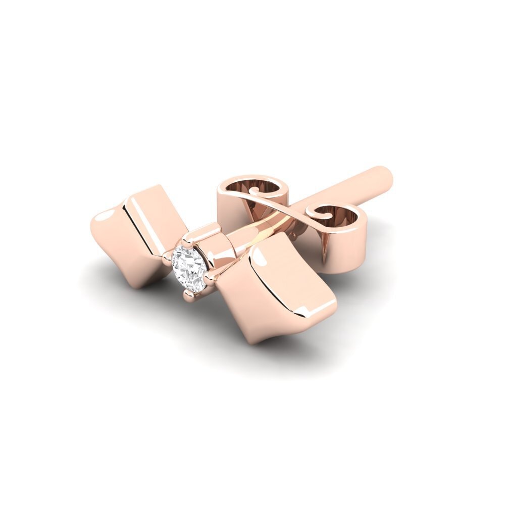 18ct Rose Gold White sapphire Men's Earring Croagunk