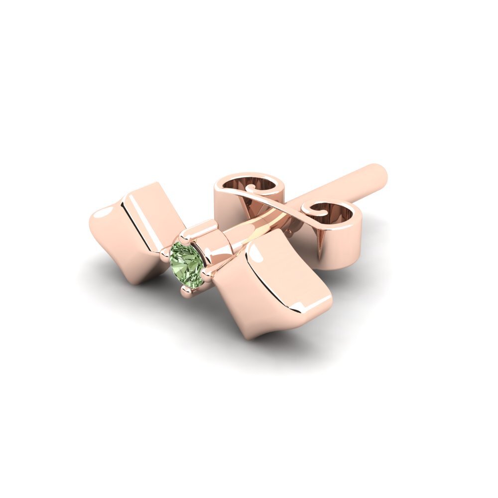 18k Oro Rosa Diamante Verde Pendiente para hombre Croagunk