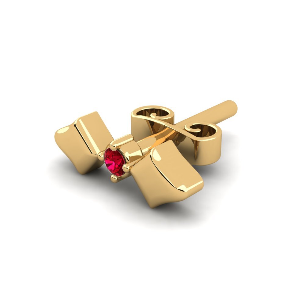 18ct Yellow Gold Red Zirconia Men's Earring Croagunk