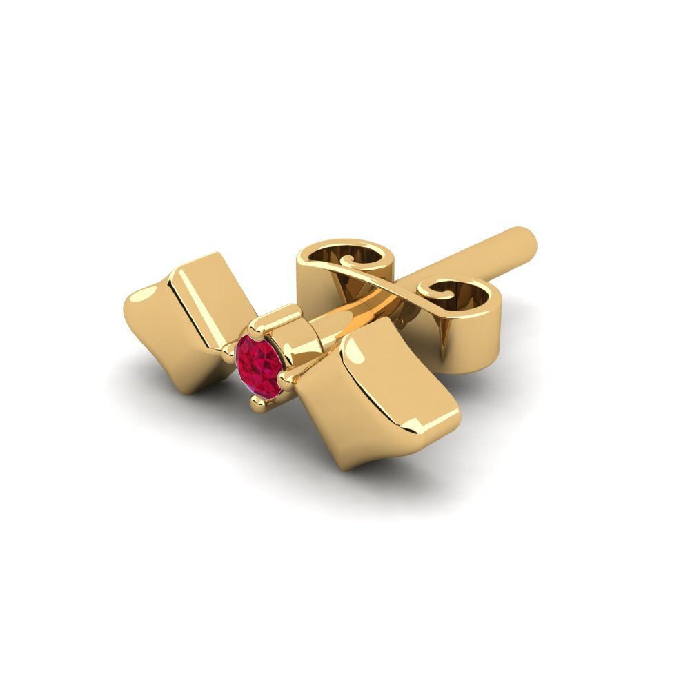 18ct Yellow Gold Ruby Men's Earring Croagunk