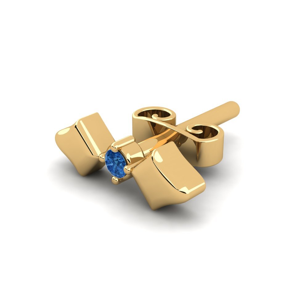18ct Yellow Gold Dark Blue Zirconia Men's Earring Croagunk