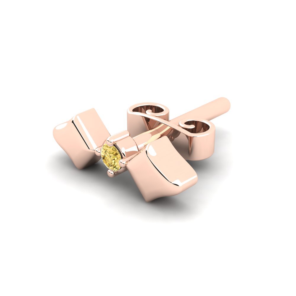 14ct Rose Gold Yellow Diamond Men's Earring Croagunk