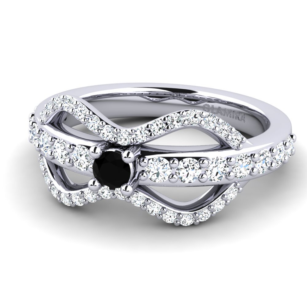 White Silver Black Onyx Women's Ring Crocol