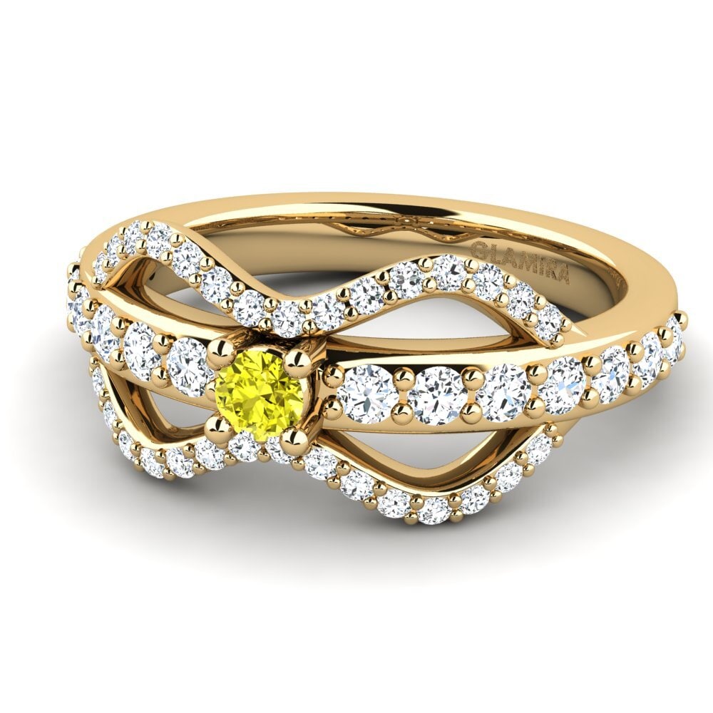 Diamante Amarelo Anel Feminino Crocol