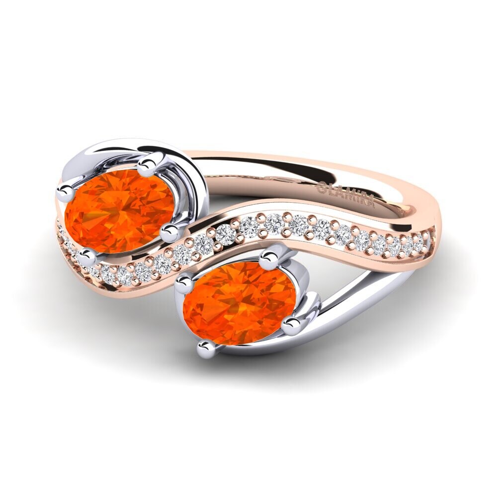14ct Rose & White Gold Fire Opal Ring Crocus