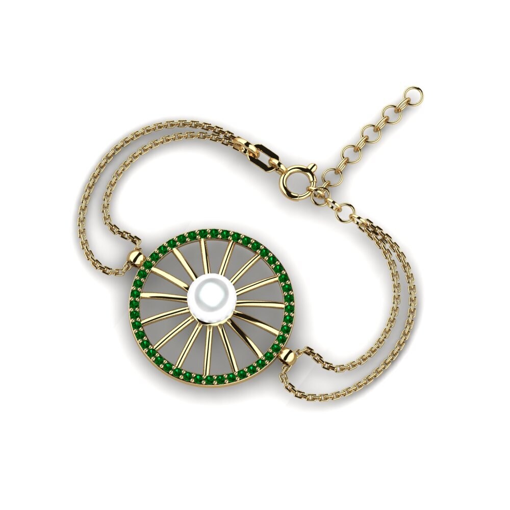 18k Oro Amarillo Circonita Verde Pulsera de Mujer Crotty