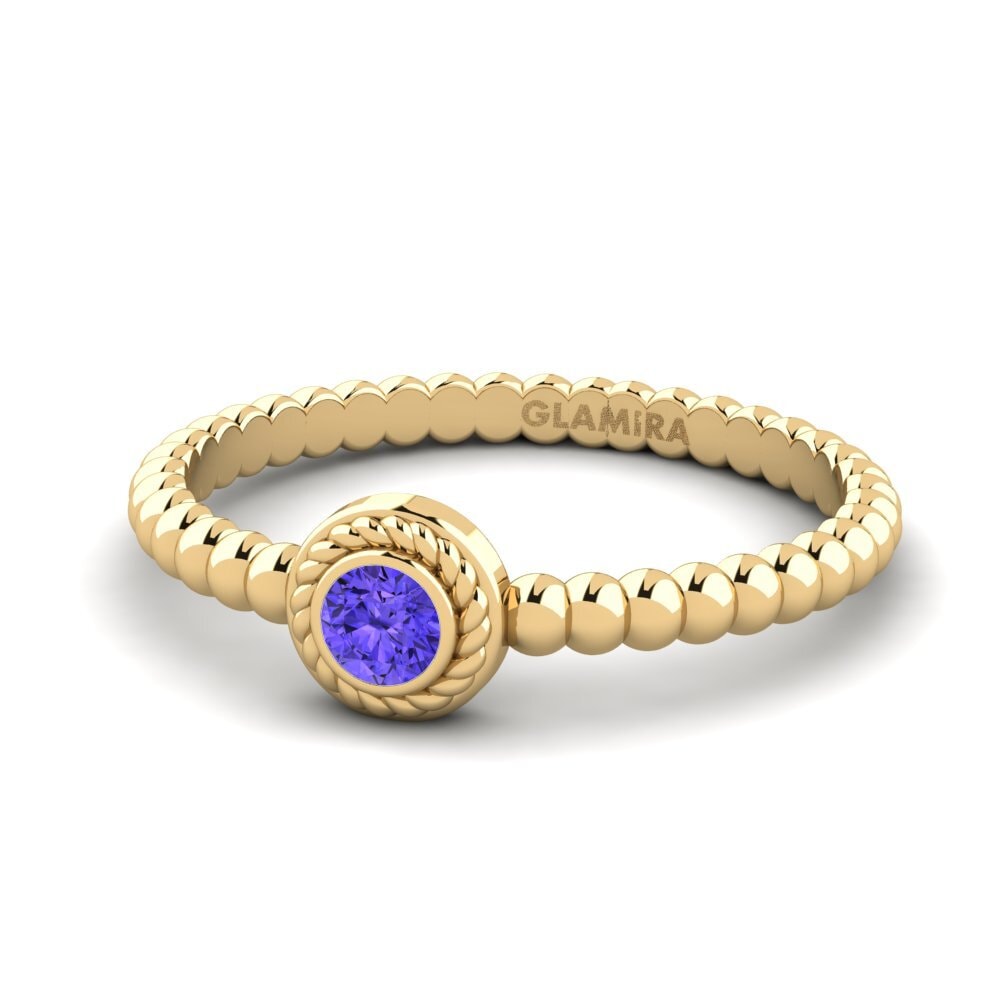 18k Oro Amarillo Tanzanita Anillo de compromiso Croy
