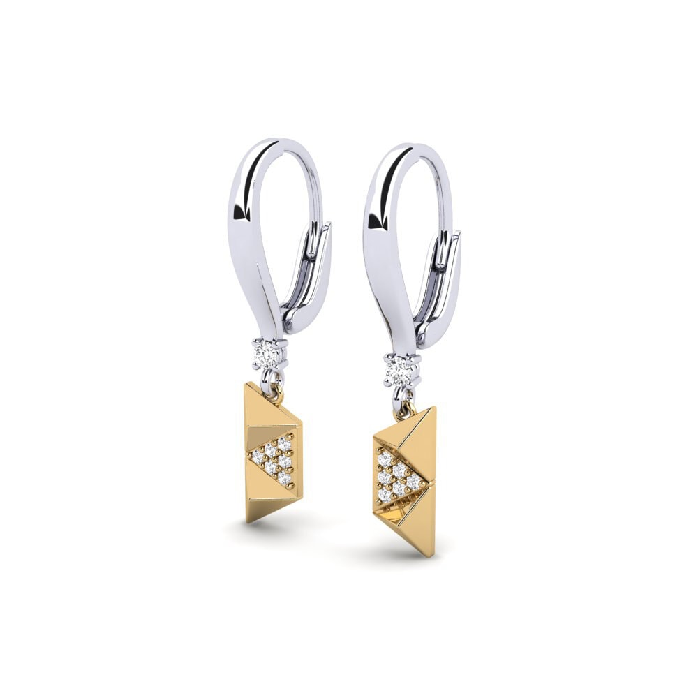 14k Oro Blanco / Amarillo Pendiente de mujer Croydon