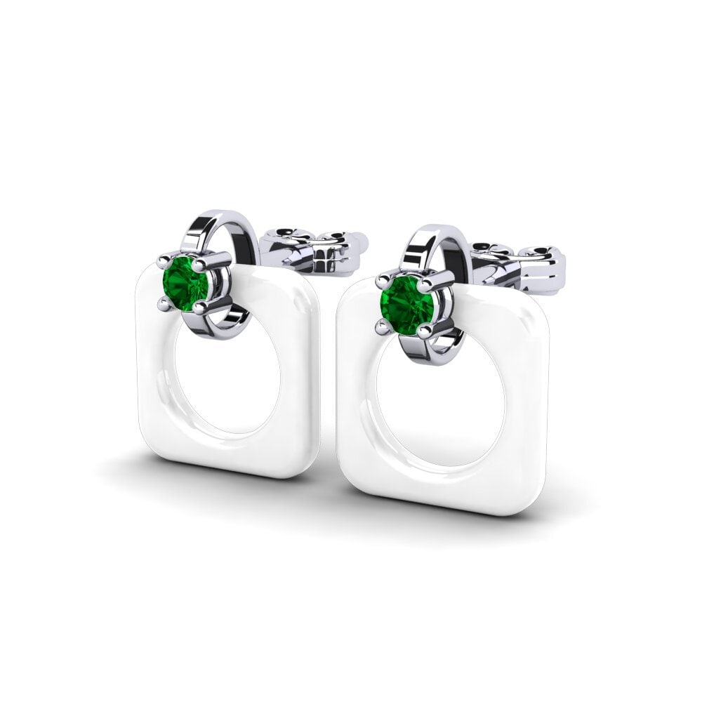 White Silver Green Zirconia Women's Earring Crutcher
