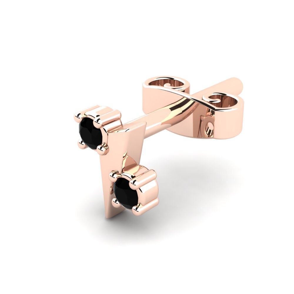 18ct Rose Gold Black Sapphire Men's Earring Cryogonal