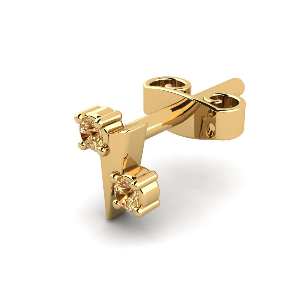 14ct Yellow Gold Brown Diamond Men's Earring Cryogonal