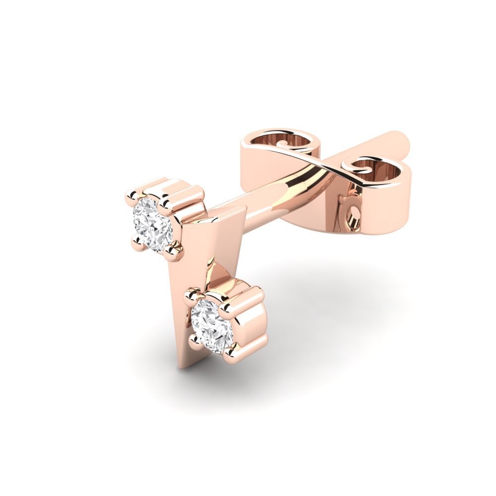18ct Rose Gold White sapphire Men's Earring Cryogonal