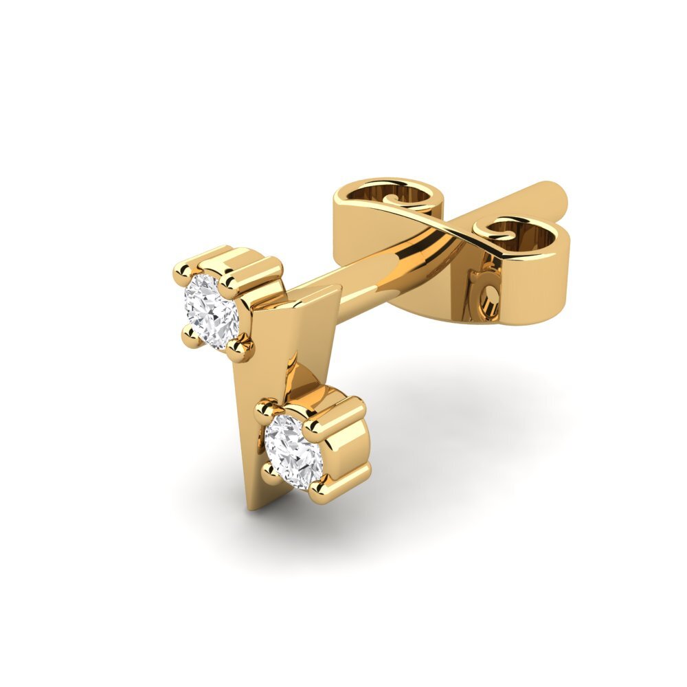 14ct Yellow Gold White sapphire Men's Earring Cryogonal