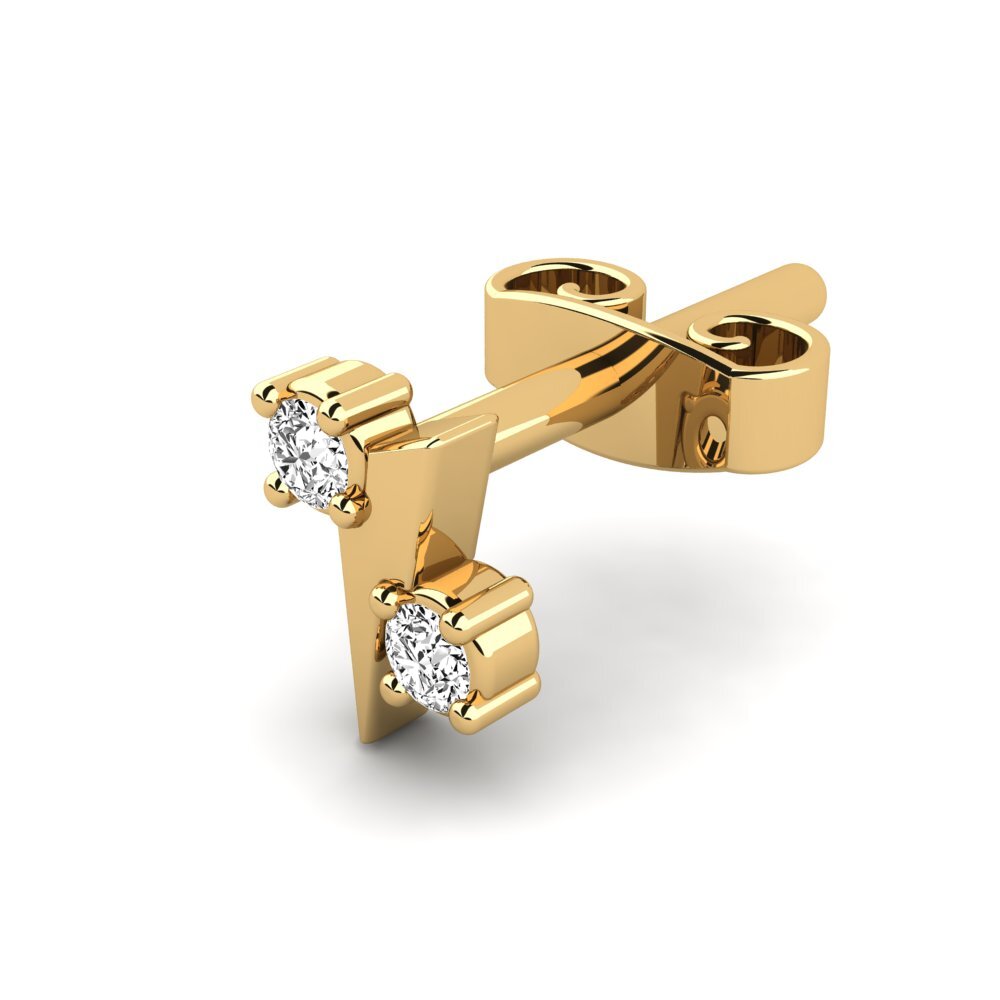 9ct Yellow Gold Moissanite Men's Earring Cryogonal