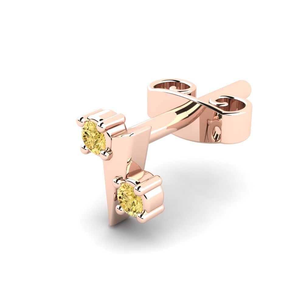 14ct Rose Gold Yellow Diamond Men's Earring Cryogonal