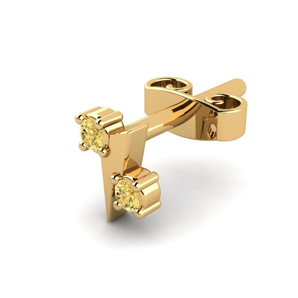 9ct Yellow Gold Yellow Diamond Men's Earring Cryogonal