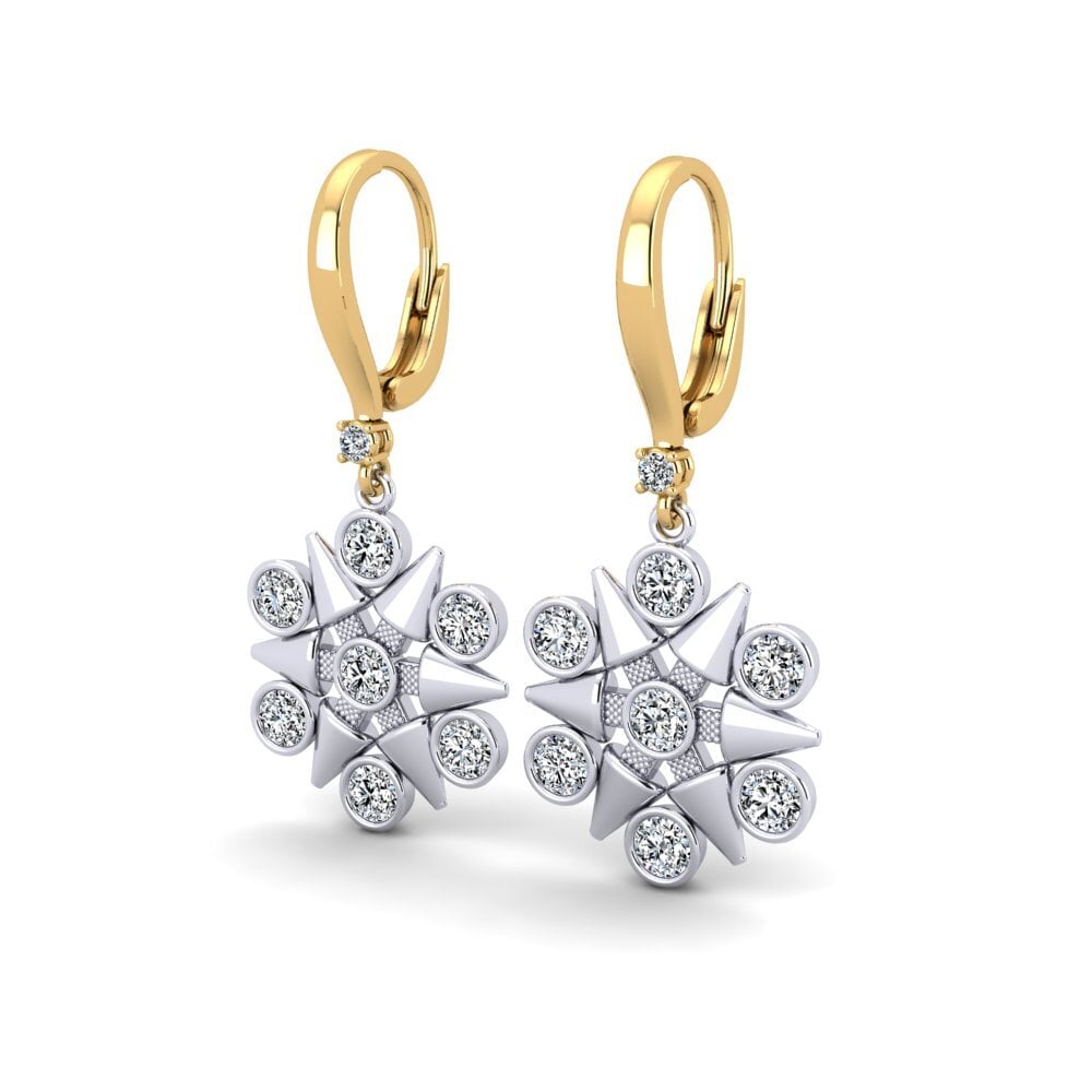 9k Oro Blanco & Amarillo Pendiente de mujer Cudlis
