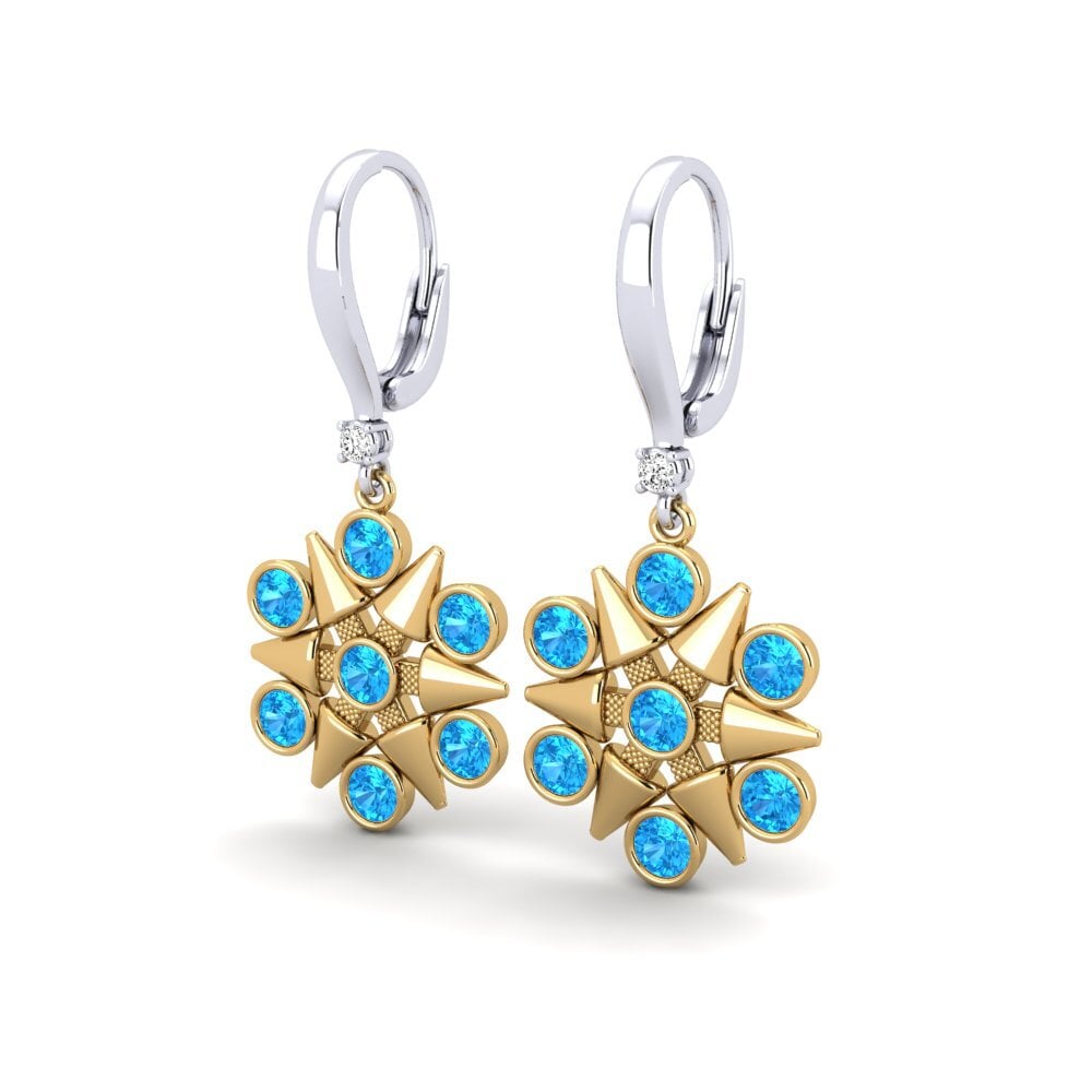Azul Topázio Brincos Feminino Cudlis