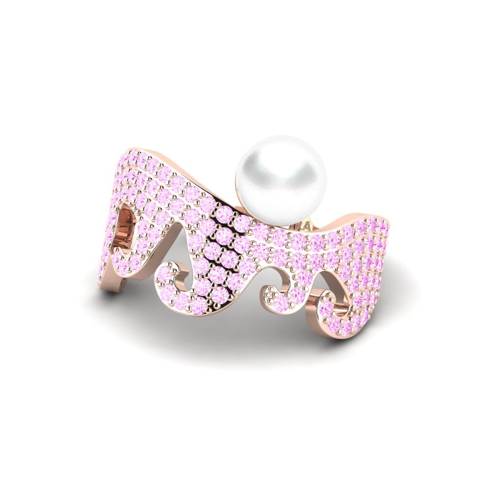 14k Oro Rosa Zafiro Rosado Anillo Cuimhne