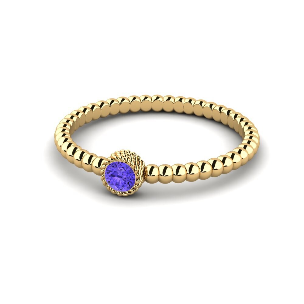 18k Oro Amarillo Tanzanita Anillo de compromiso Cuivr