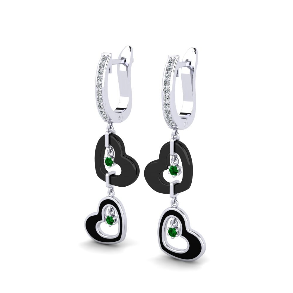White Silver Green Zirconia Women's Earring Cunniff