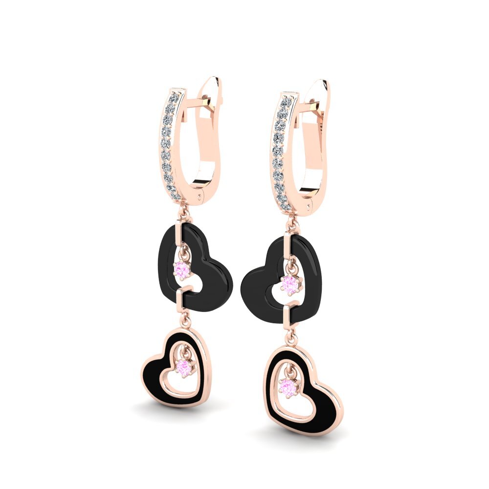 14k Oro Rosa Zafiro Rosado Pendiente de mujer Cunniff