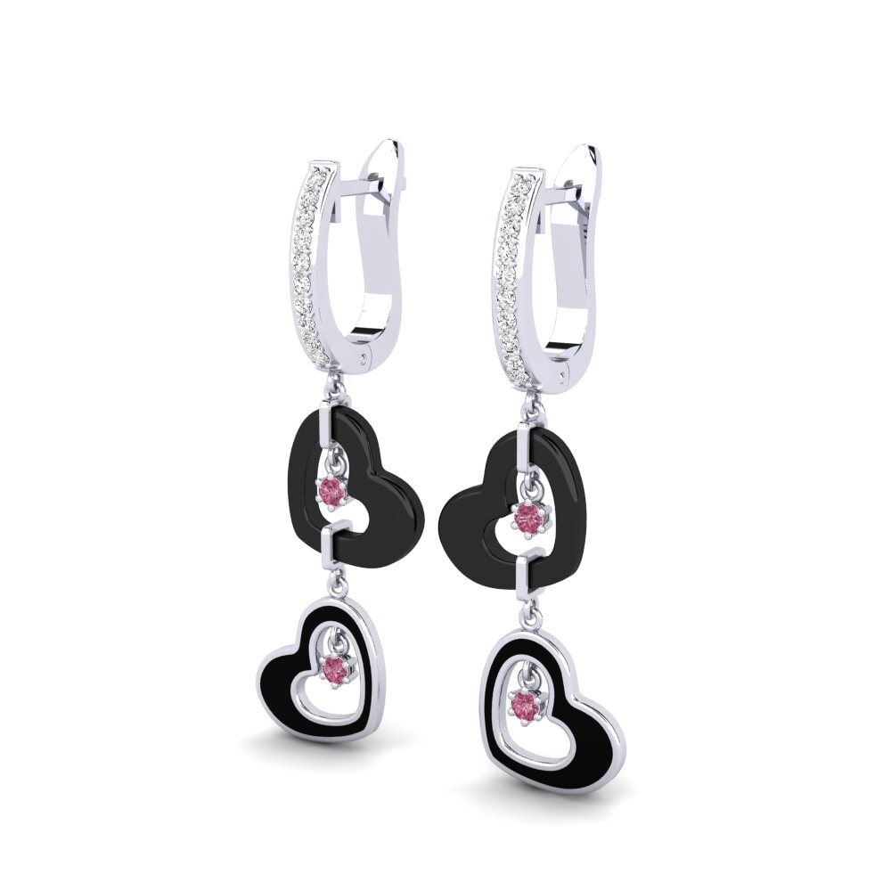 Platino 950 Granate Rhodolite Pendiente de mujer Cunniff