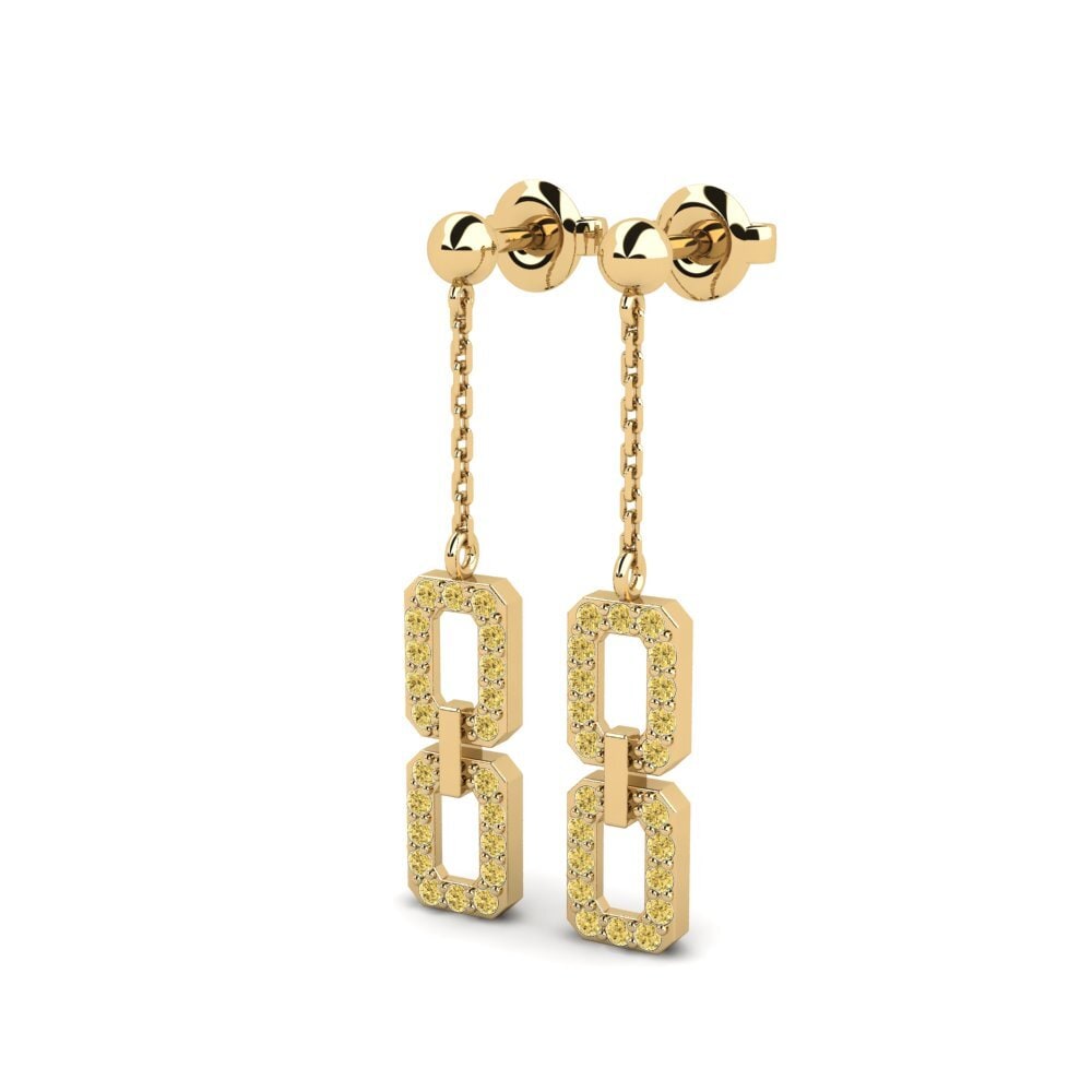 Diamante Amarillo Pendiente de mujer Cuplu