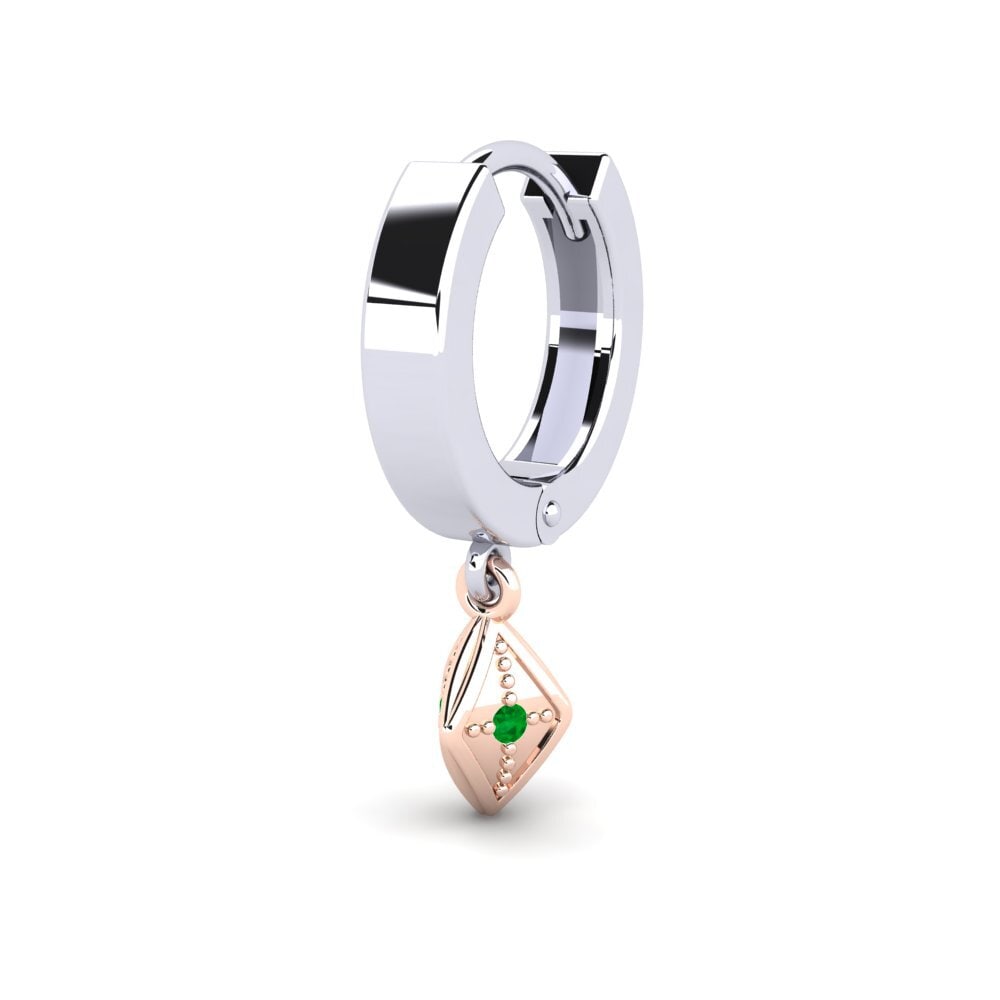 9ct White & Rose Gold Emerald Men's Earring Cydnee