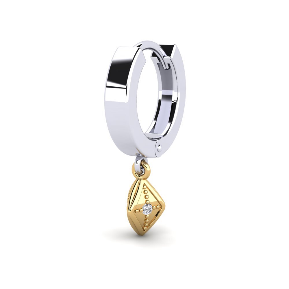 14k Oro Blanco & Amarillo Diamante cultivado en laboratorio Pendiente para hombre Cydnee