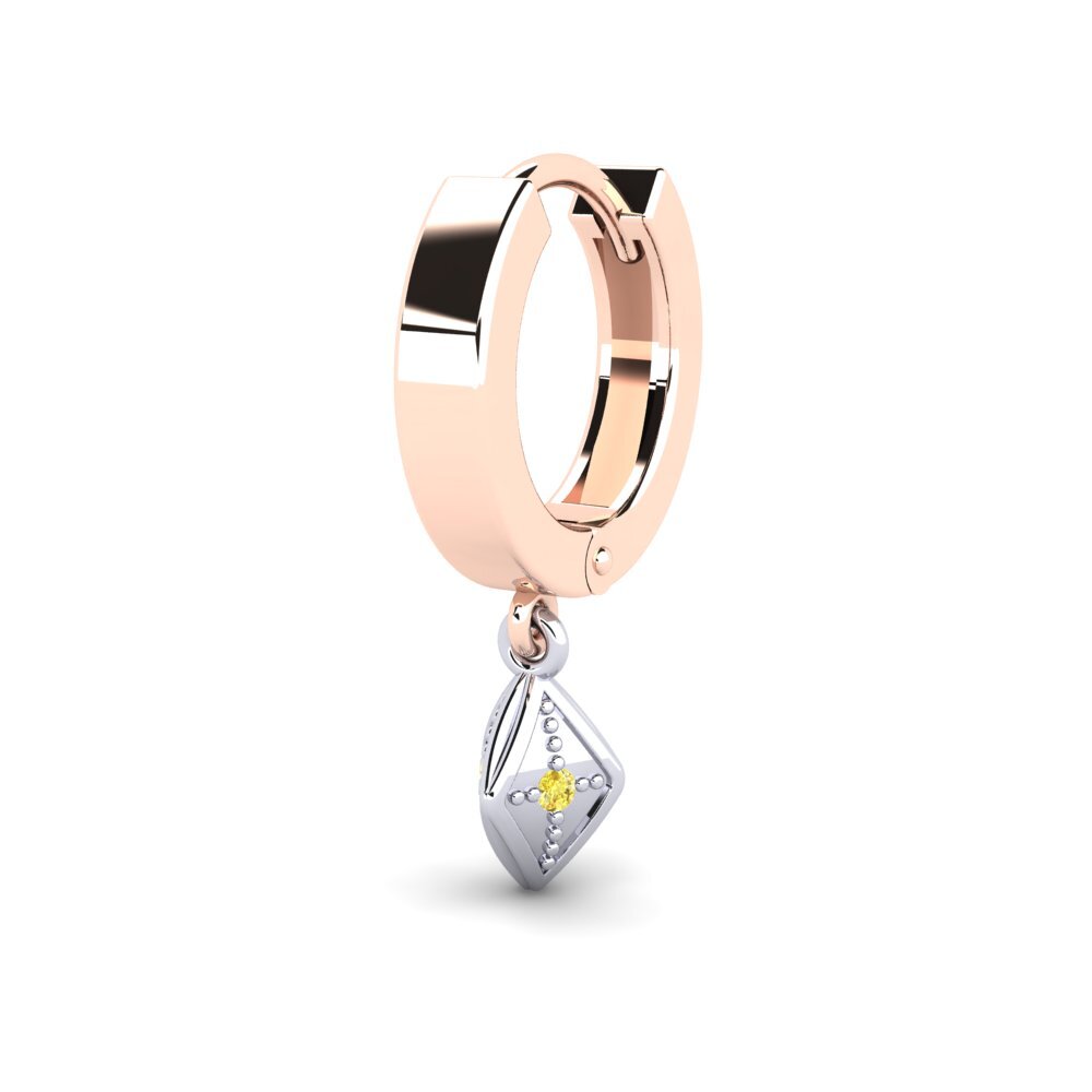 14k Oro Rosa & Blanco Zafiro amarillo Pendiente para hombre Cydnee