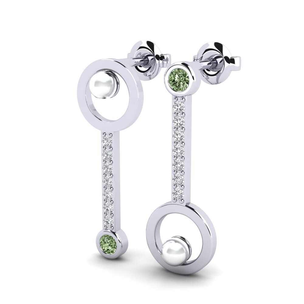 950 Platin Grüner Diamant Damen ohrring Cymeci