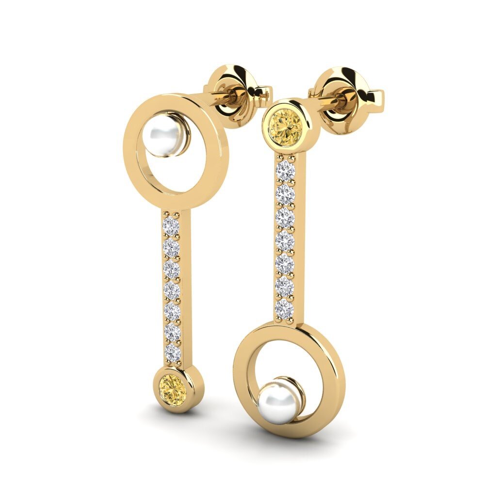 Diamante Amarillo Pendiente de mujer Cymeci