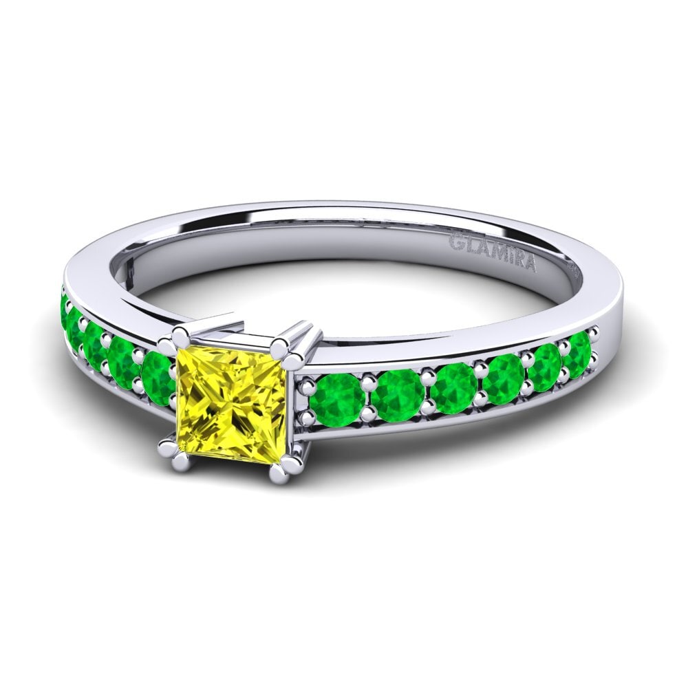 9ct White Gold Yellow Diamond Engagement Ring Cynthia 0.4 crt