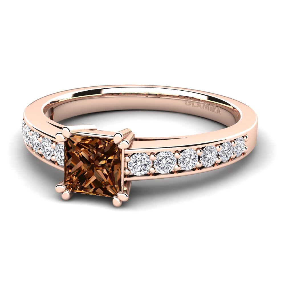 14k Oro Rosa Diamante café Anillo de compromiso Cynthia